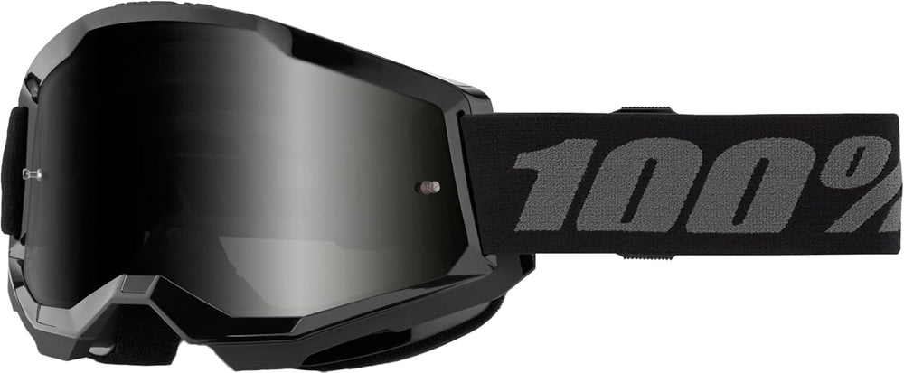 100% Strata 2 goggle front view showing frame and smoke lens for glare reduction