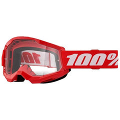 100% Strata 2 front view showing red frame and clear lens for unobstructed vision