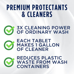 303 Products tablet dissolving in water producing clear cleaner, convenient mixing benefit