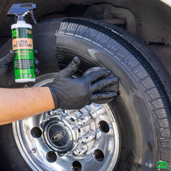 3D being applied to tire sidewall demonstrating quick even coverage benefit
