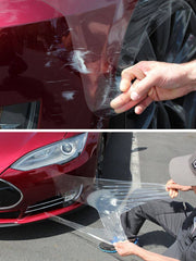 3M paint protection film unrolled segment highlighting smooth clear surface and cutting potential