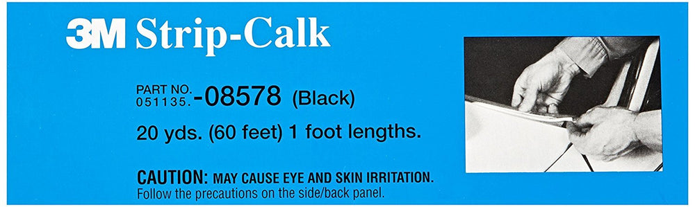 3M strip calk front packaging showing black one-foot strip and label, durable seal benefit