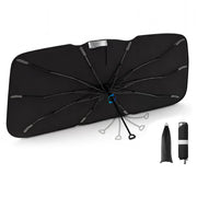 3W front view of deployed sun shade showing full windshield coverage and protection