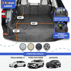 4Knines installed on folded seats demonstrating vehicle fit and stability