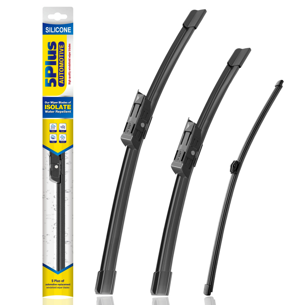 5 PLUS front packaging showing three replacement blades and contents for quick install benefit