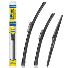 5 PLUS three-pack packaging showing all three wipers and fitment details, durable replacement