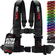 50 Caliber Racing front view of 4-point harness showing secure fit and style