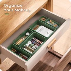 A-LuGei organizer installed in vanity drawer showing tidy makeup storage and quick access benefit