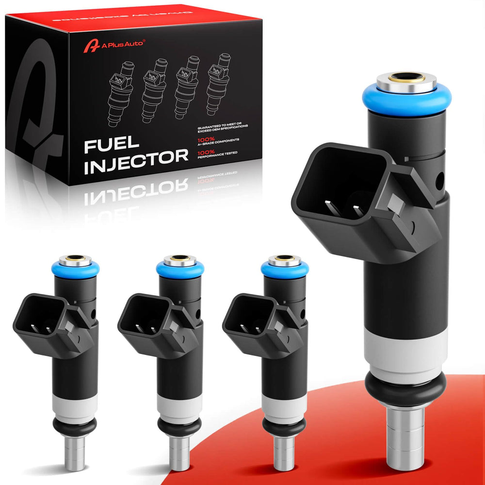 A Plus Auto front packaging showing four fuel injectors and benefits