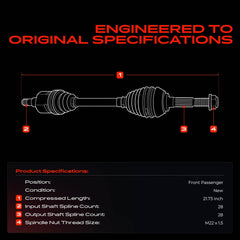 A-Premium axle next to ruler showing compressed length for accurate sizing benefit