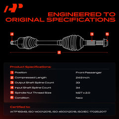 A-Premium axle output joint close-up demonstrating durable CV boot protection