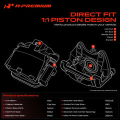 A-Premium caliper side profile showing mounting points for straightforward installation