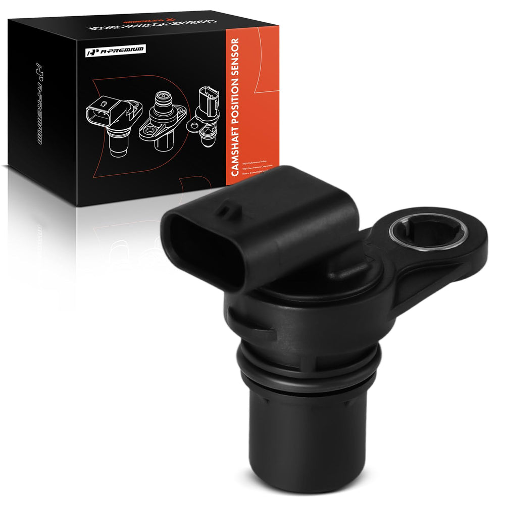A-Premium camshaft sensor front view showing durable housing and OE fit