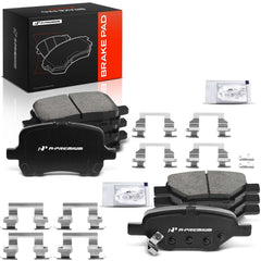 A-Premium packaging showing full front and rear ceramic brake pad kit benefits