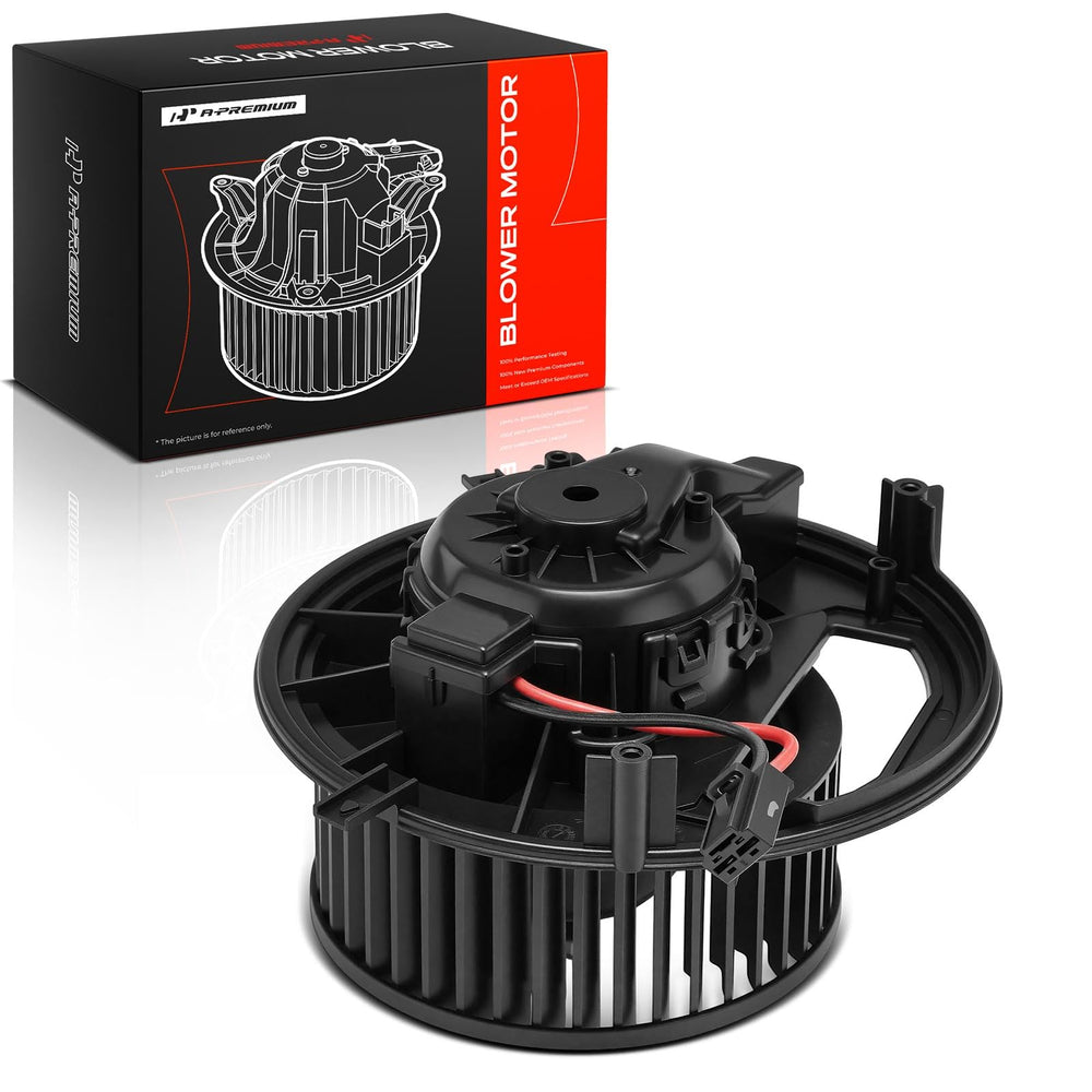 A-Premium front view of blower motor showing compact housing and reliable fit