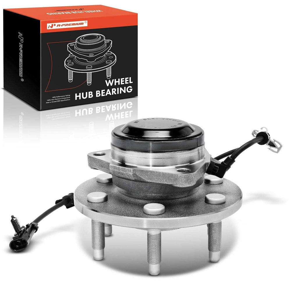 A-Premium front hub assembly front view showing mount face and ABS benefit