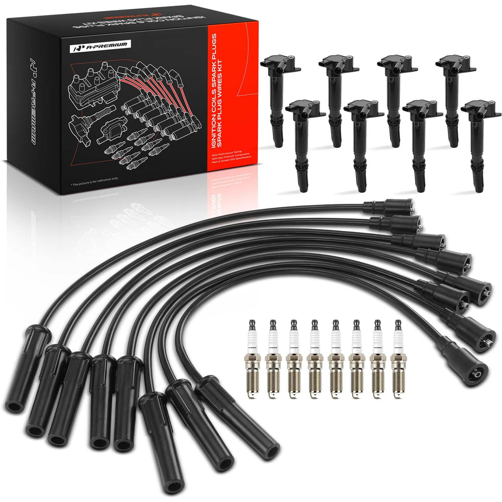 A-Premium front packaging kit showing all coils wires and plugs, clear contents for confident purchase