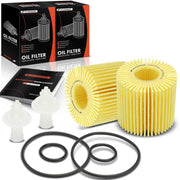 A-Premium front view of oil filter package showing model and durable construction benefit