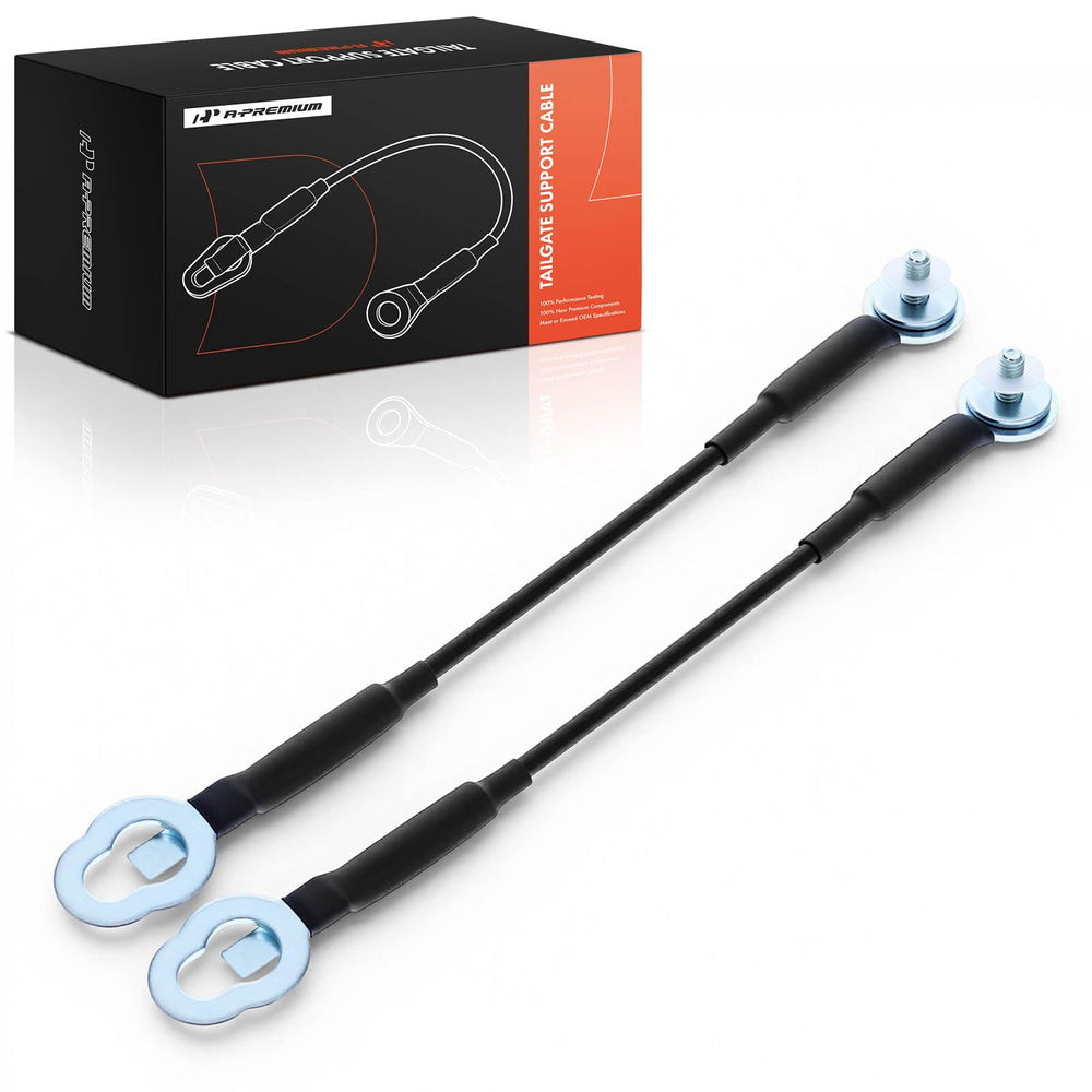 A-Premium front packaging showing both replacement tailgate cables, clear branding and fitment