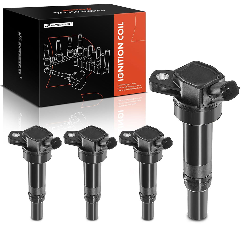 A-Premium front pack showing four ignition coils and benefits of OE fit