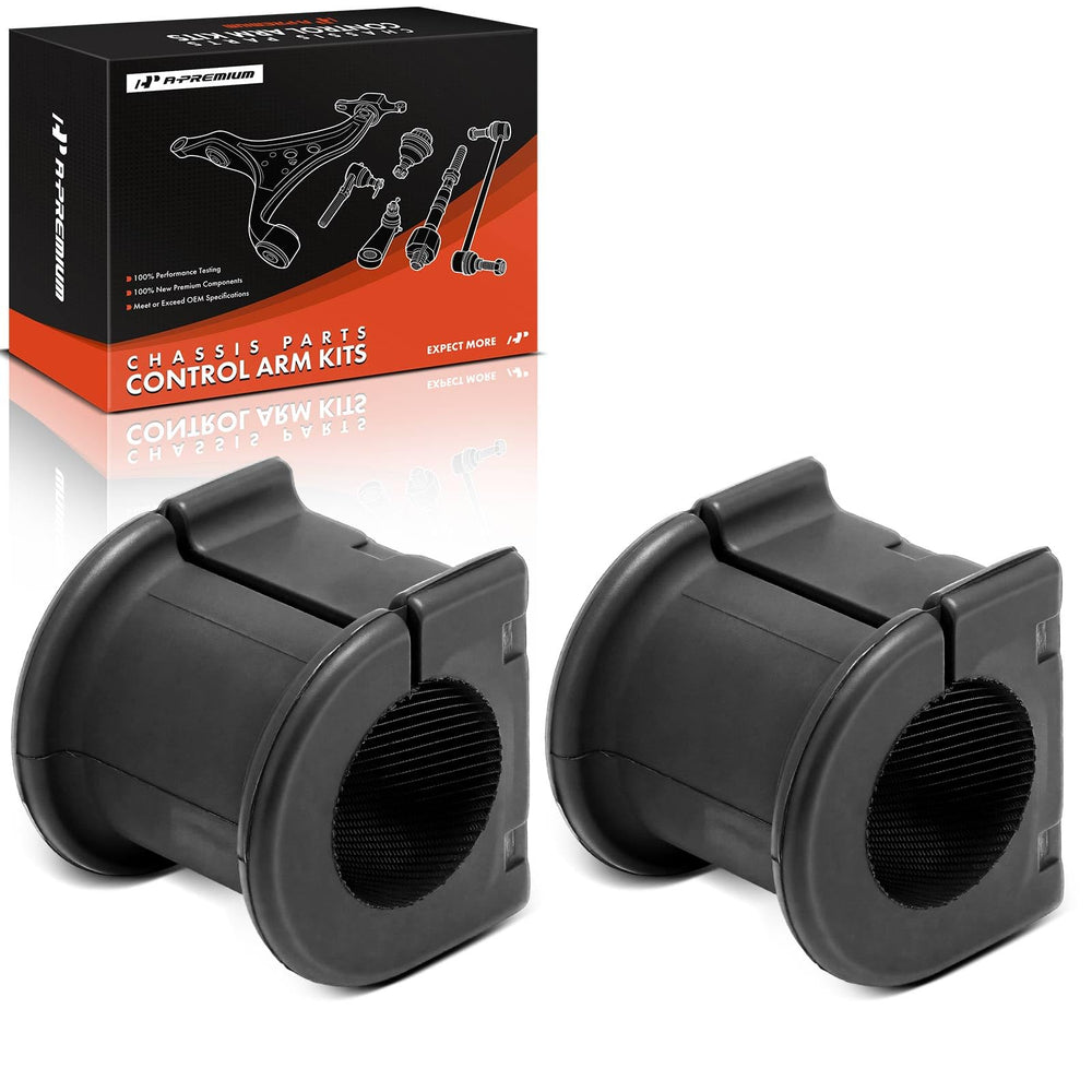 A-Premium packaging showing front-to-frame bushings and included pair, peace-of-mind fit