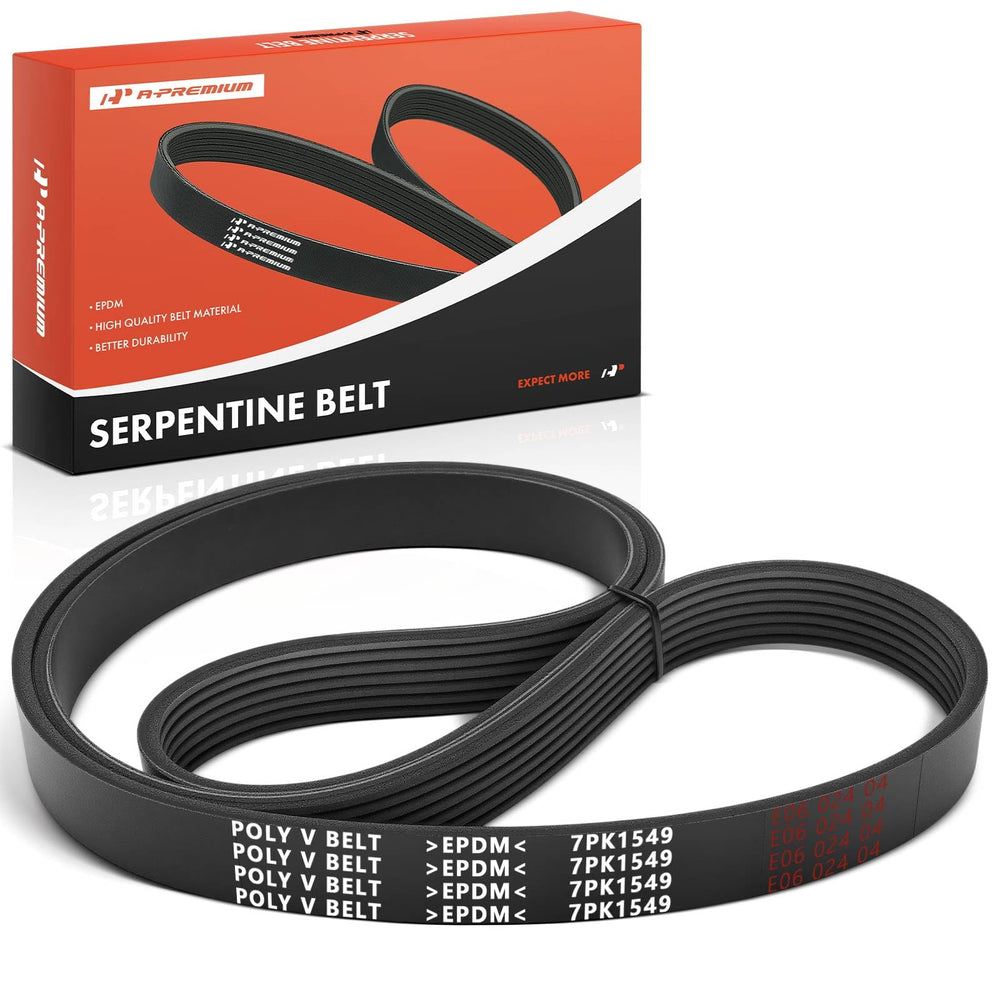A-Premium serpentine belt front view showing full belt for direct-fit replacement