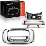 A-Premium front view of chrome tailgate handle and bezel showing clean fit