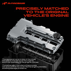 A-Premium valve cover oil baffle detail showing controlled crankcase flow benefit