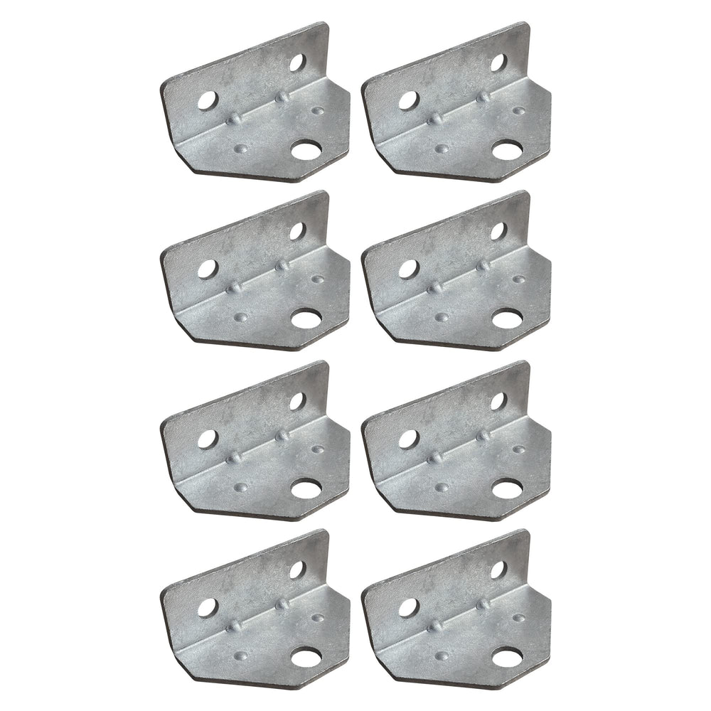 A.A front view of eight swivel top brackets showing durable finish and easy mounting