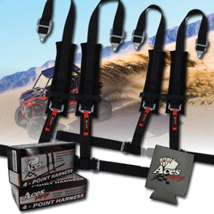 AAAA Aces Racing front view of black 4-point harness showing secure design and fit