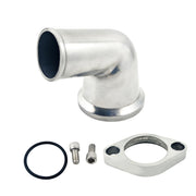 AAAWZDWD front view of 15° water neck showing polished outlet and bolt pattern benefit improved hose alignment
