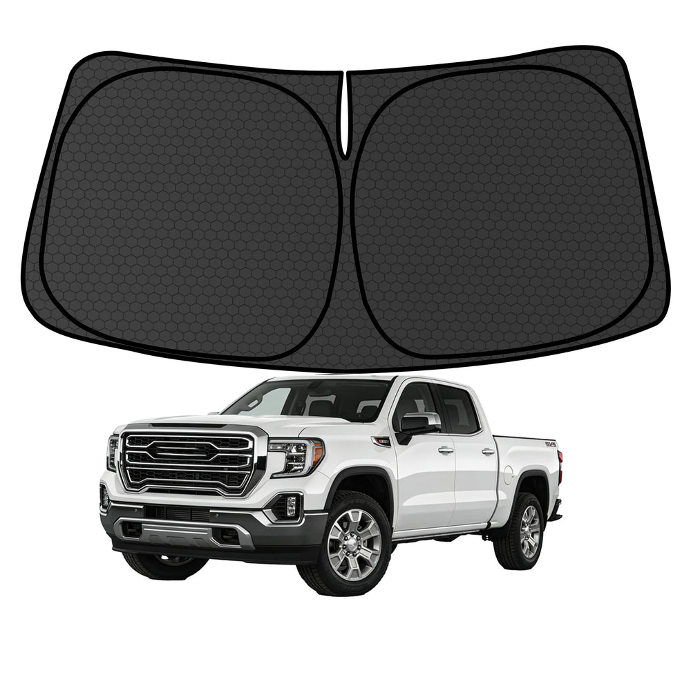 aatoppus front packaging showing tailored fit for Chevrolet Silverado and Sierra protects interior