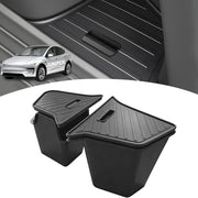 Abvesi front view of bins installed in Model Y Juniper shows neat organized trunk
