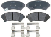 ACDelco front brake pad set packaging showing brand and fitment benefits