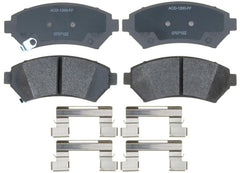 ACDelco front brake pad set packaging showing brand and fitment benefits