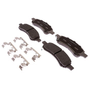 ACDelco front brake pad set front view showing included clips and fitment benefit