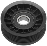 ACDelco Gold flanged idler pulley front view showing mounting hole and flange for correct belt tracking