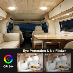 acegoo under-cabinet installation in RV kitchen providing bright task light for cooking