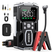 ACEZUK front view of jump starter showing buttons and ports for quick roadside use
