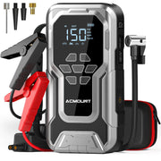 Acmount D18 front view showing compact jump starter and ports benefiting quick access