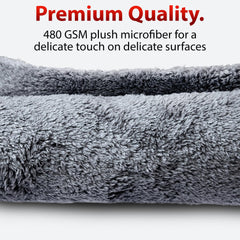 Adam's Polishes towel in hand demonstrating 16x16 size and user-friendly scale