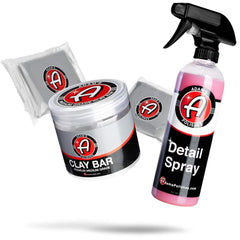 Adam's Polishes jar front showing two medium clay bars and easy storage benefit