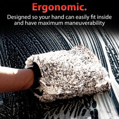 Adam's Polishes mitt producing thick foam with a foam cannon for deep cleaning