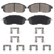Aeagle front ceramic brake pads packaging showing product and fit information benefit quieter stops