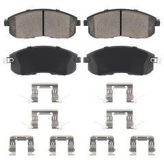 Aeagle front ceramic brake pads packaging showing product and fit information benefit quieter stops
