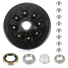 Aeagle front view of 12-inch brake drum showing bolt pattern and fit, clear fit confirmation