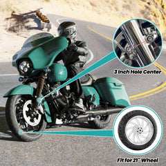 AEEAST riser mounted on Harley front fender demonstrating tire clearance