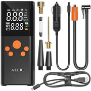 AEER front view of portable inflator showing controls and compact design for easy storage
