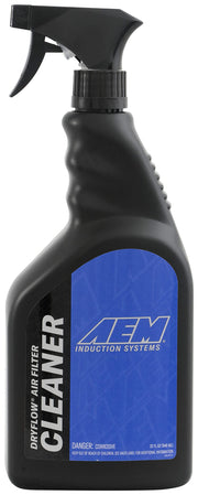 AEM bottle front label showing cleaner and volume for fast identification and safe use