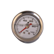 Aeromotive front dial showing 0-100 PSI for clear pressure checks
